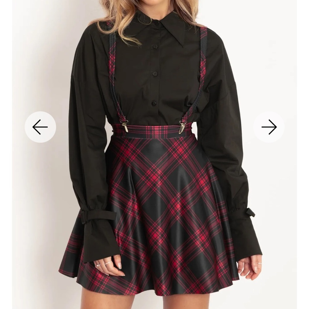 BlackMilk TARTAN PUNK RED PINAFORE SKIRT size L